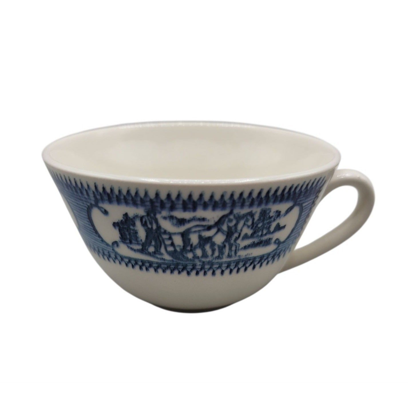 Vintage Country Life Blue Tea Cup Edwin Knowles 6 oz Currier & Ives RePrint