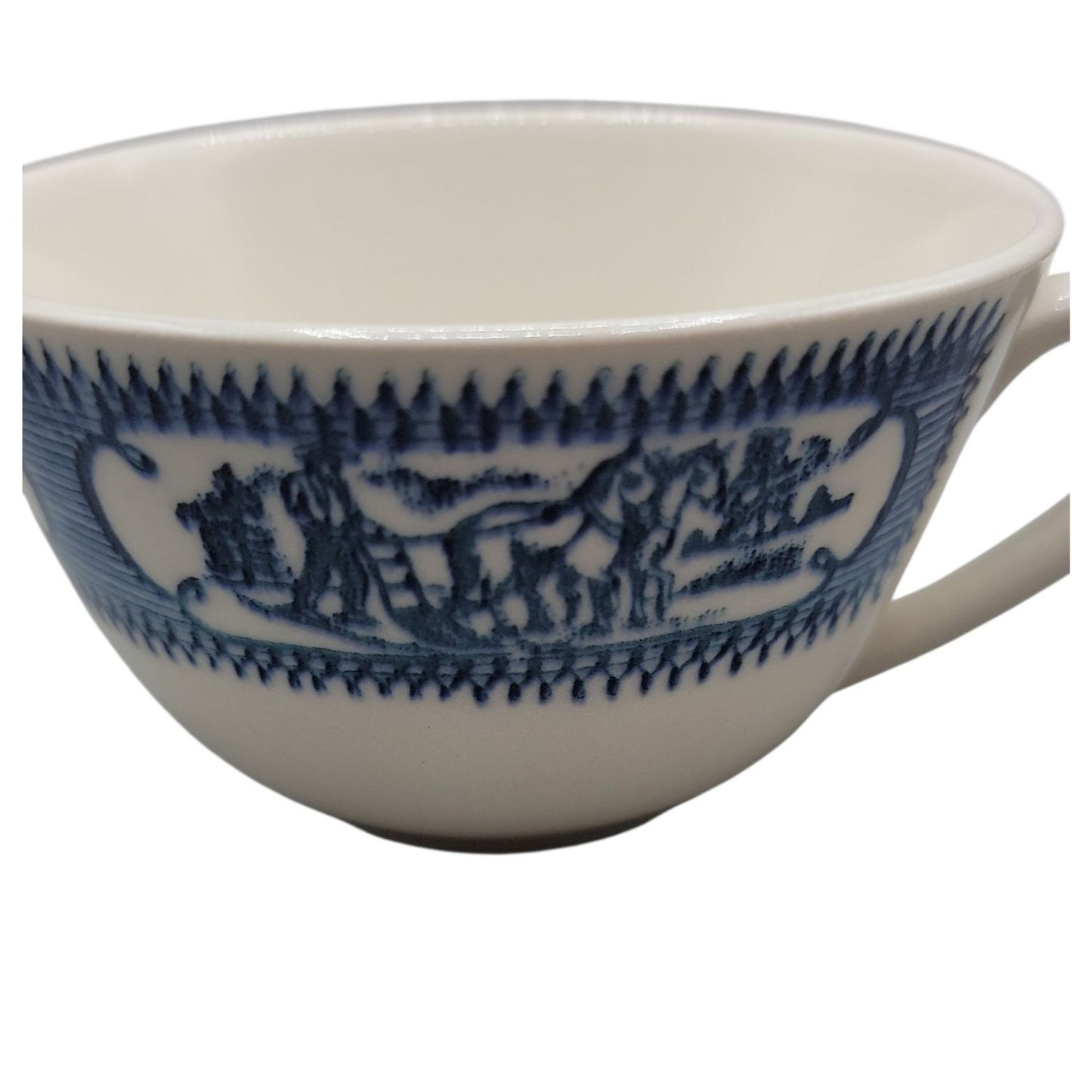 Vintage Country Life Blue Tea Cup Edwin Knowles 6 oz Currier & Ives RePrint