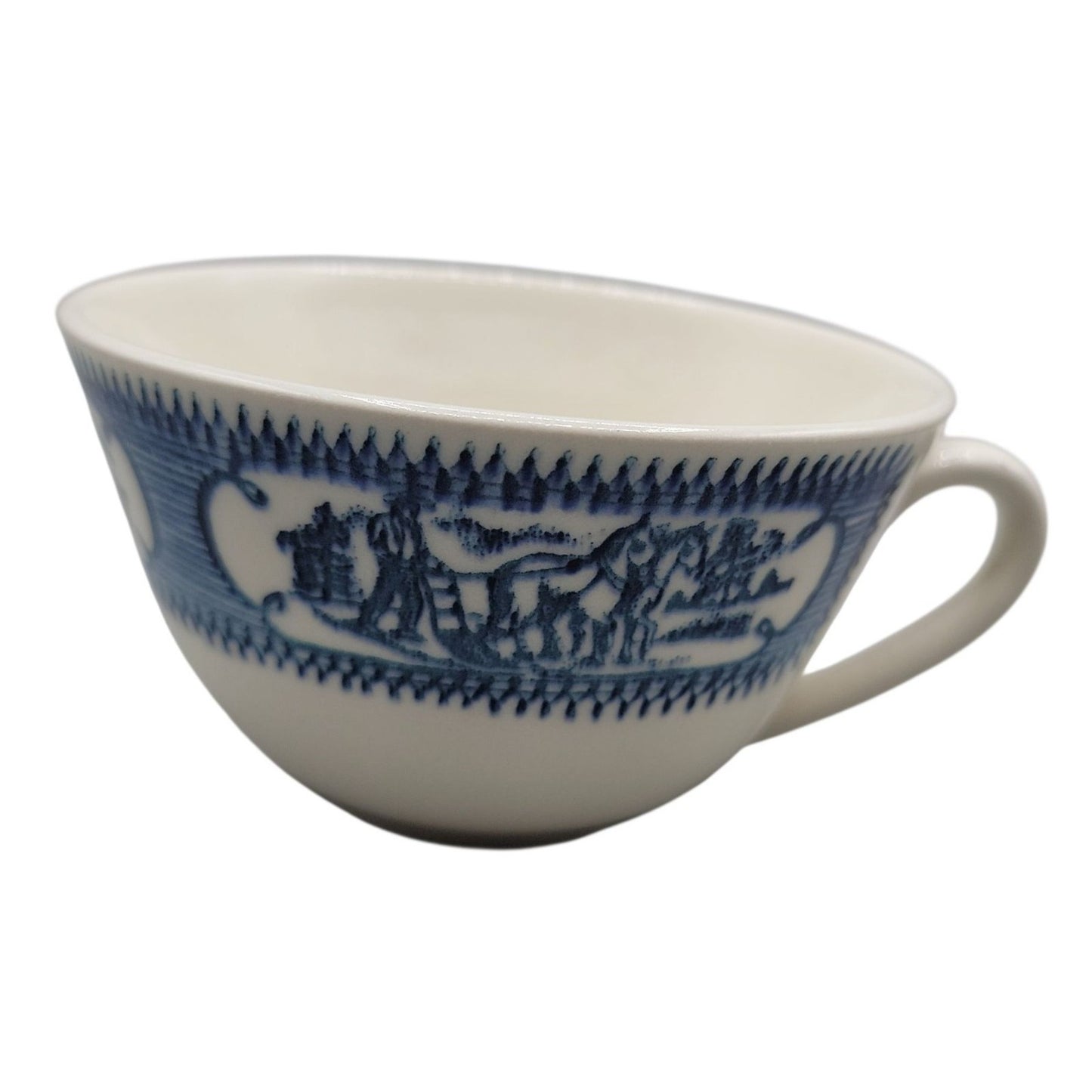 Vintage Country Life Blue Tea Cup Edwin Knowles 6 oz Currier & Ives RePrint
