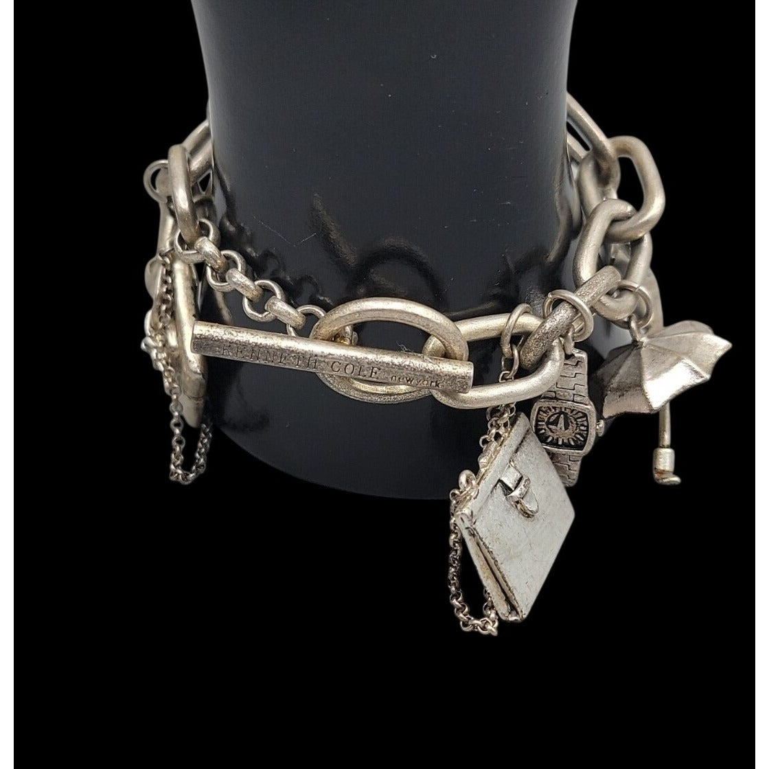 Kenneth Cole New York Fashion Ladies Charm Bracelet Silver Tone 6.5" Accessories