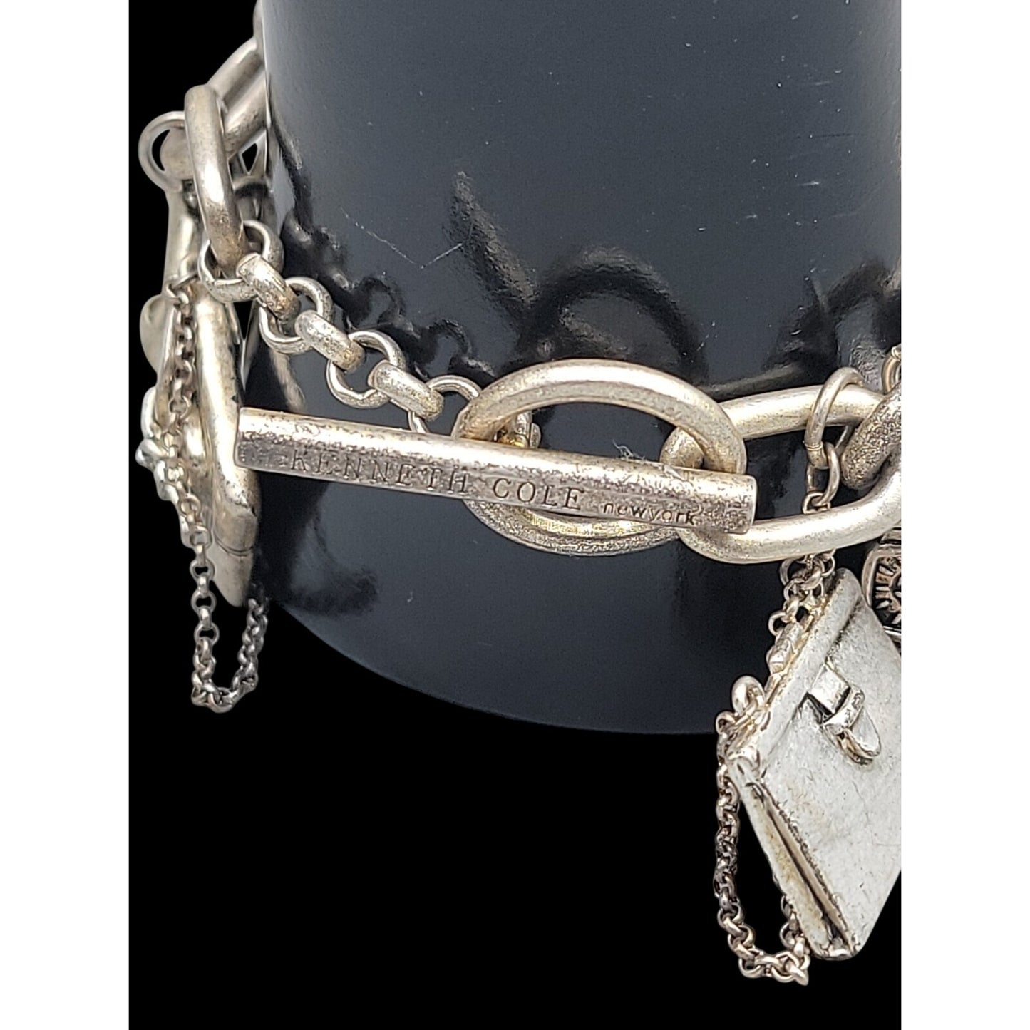 Kenneth Cole New York Fashion Ladies Charm Bracelet Silver Tone 6.5" Accessories