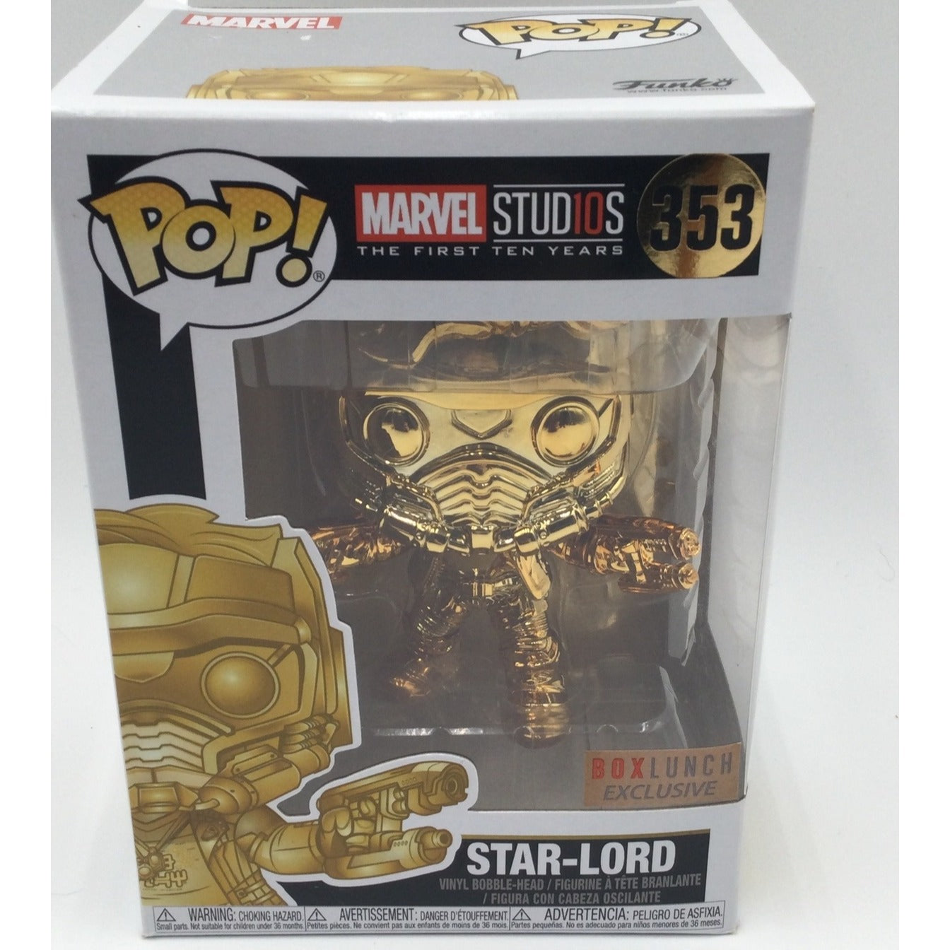 Funko Pop Star-Lord Gold Chrome Marvel Studios Vinyl Figure #353 Box Exclusive