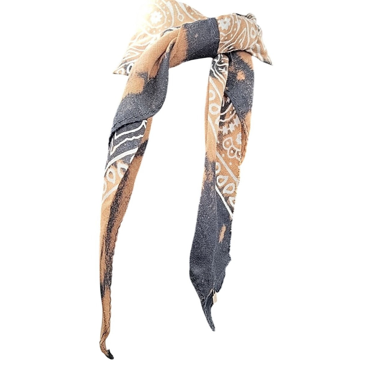 Dannijo Bandana Necklace Black Brown Print Silver Studs Fringe Boho Festival