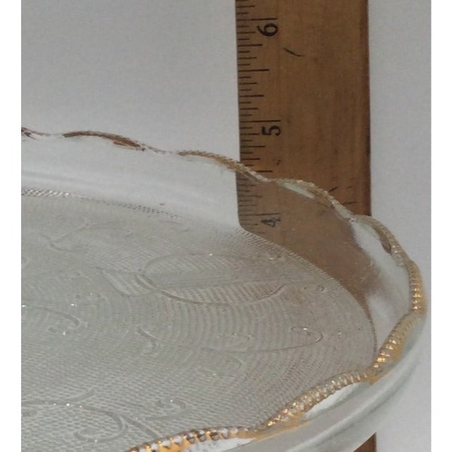 Vintage Jeanette Co Glass Harp Cake Stand 10" Lyre Round Pattern Light Pink Tone