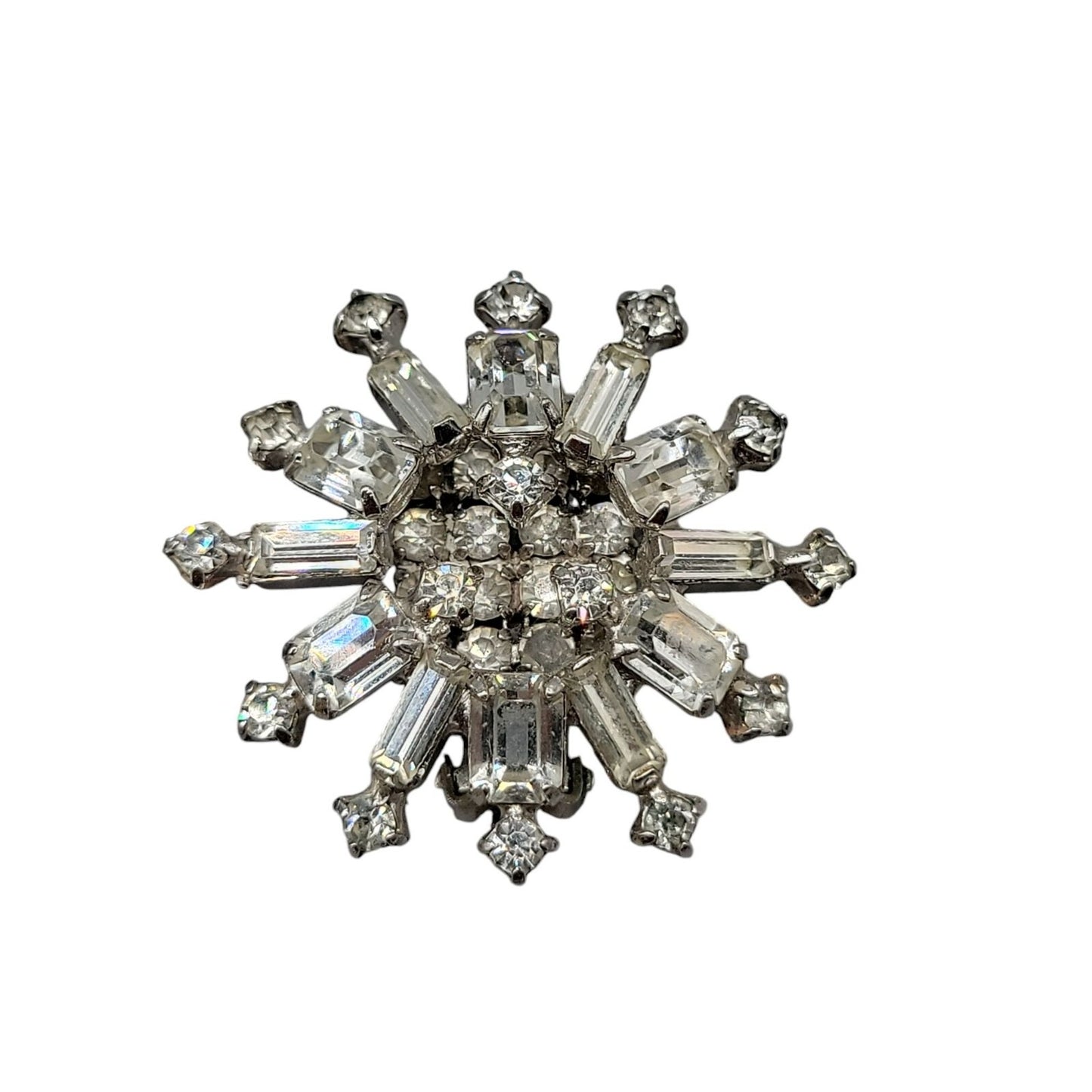 Kramer Clip On Earrings Early 1940s Sparkling Star Crystal Signed Kramer Vtg