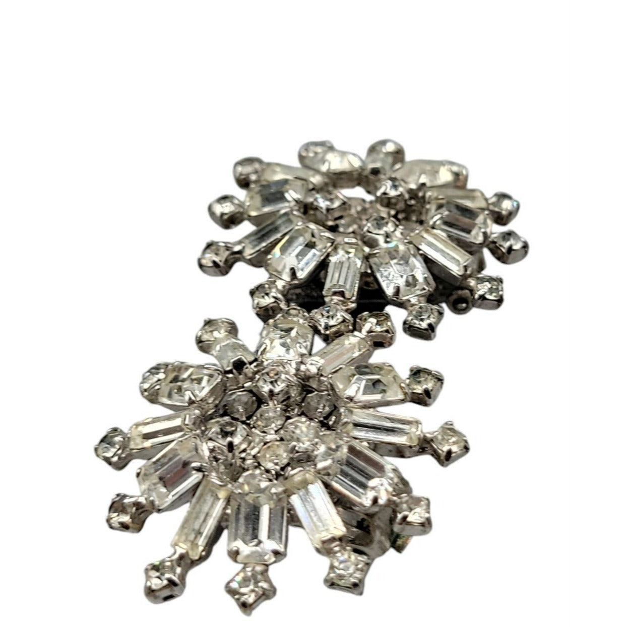 Kramer Clip On Earrings Early 1940s Sparkling Star Crystal Signed Kramer Vtg