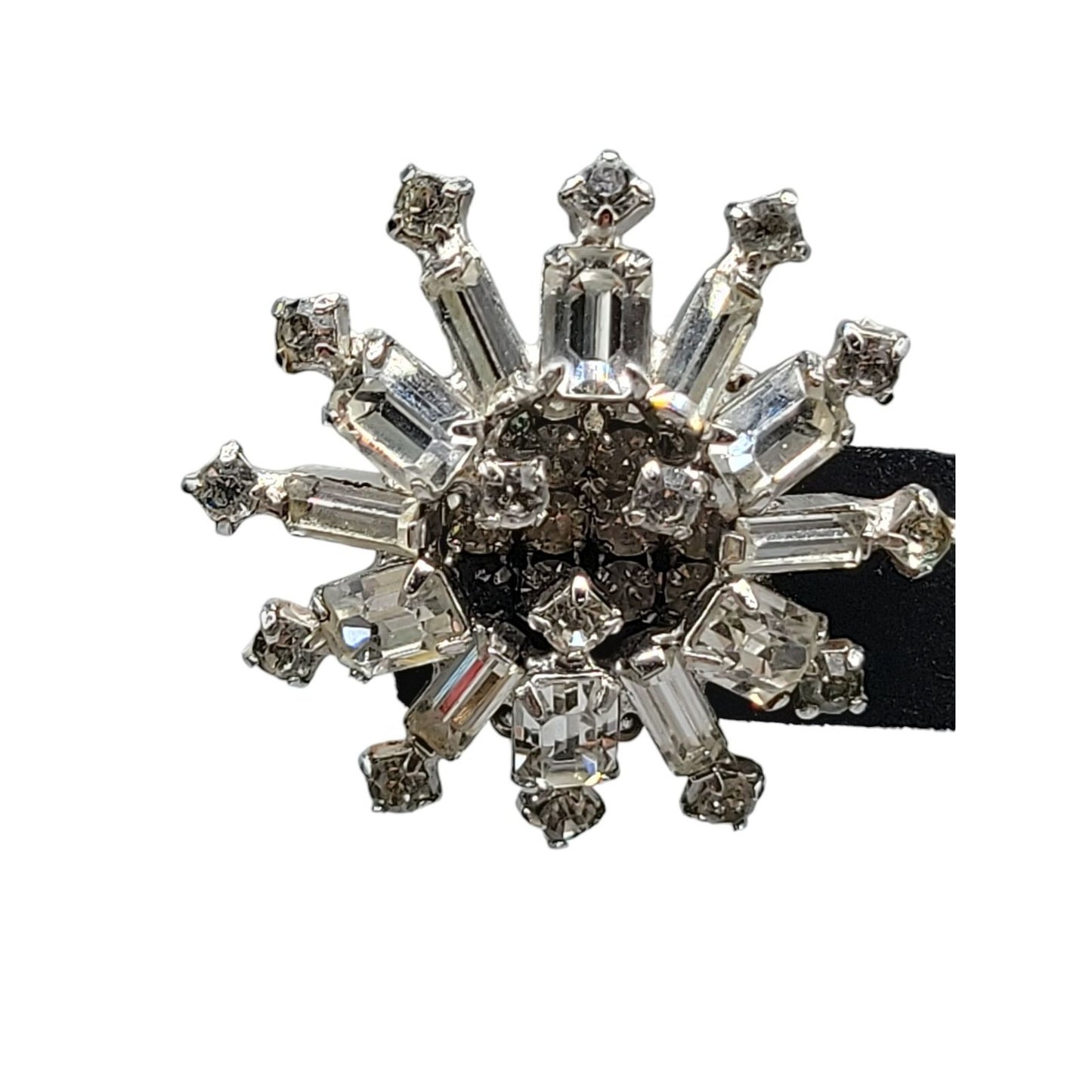 Kramer Clip On Earrings Early 1940s Sparkling Star Crystal Signed Kramer Vtg