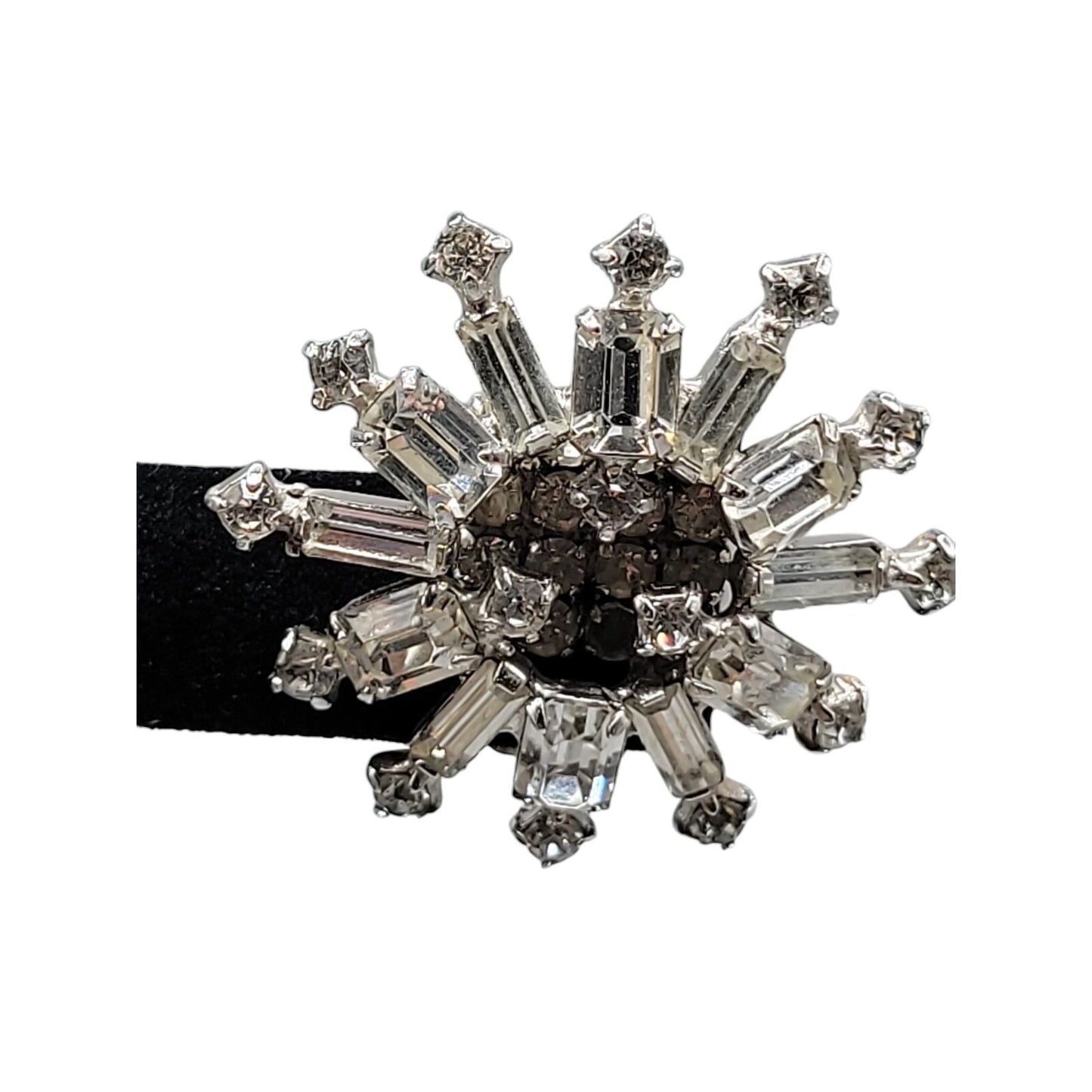 Kramer Clip On Earrings Early 1940s Sparkling Star Crystal Signed Kramer Vtg
