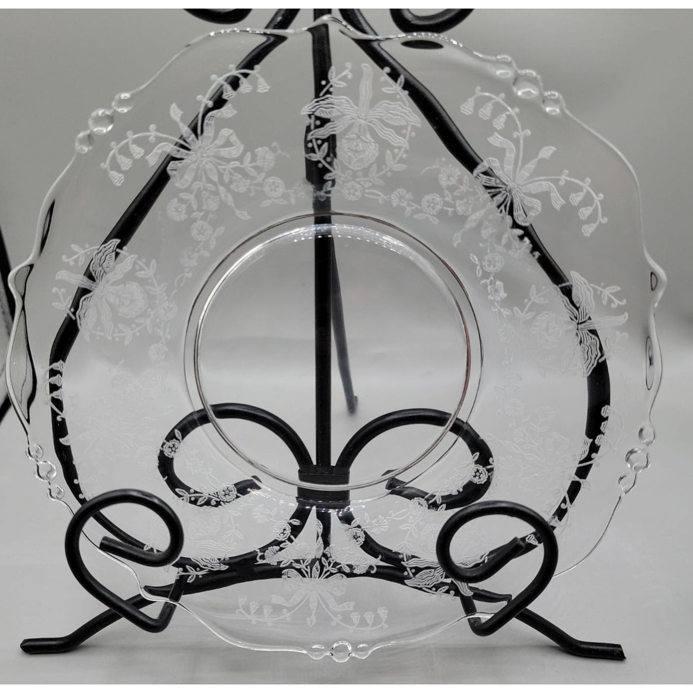 Heisey Orchid Dessert Plate 7.25" Etch Pattern 507 Rare 1519 Vtg Rolled Edge
