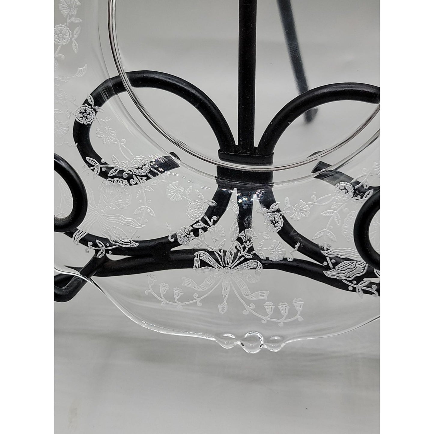 Heisey Orchid Dessert Plate 7.25" Etch Pattern 507 Rare 1519 Vtg Rolled Edge