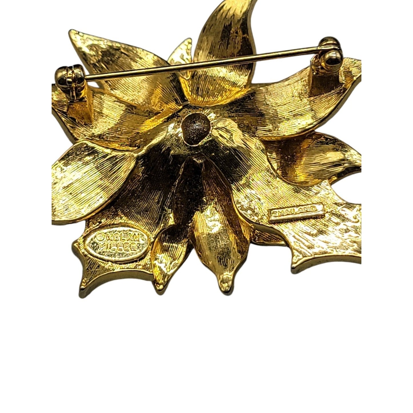 Nolan Miller Poinsettia Jewelry Set Red Enamel Gold Plated Chrjstmas Holiday