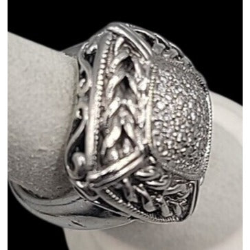 Gail Scott Sterling Silver & 18k Diamond Basket Weave Ring Ladies 6.75 15.66g