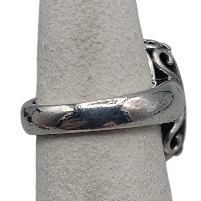 Gail Scott Sterling Silver & 18k Diamond Basket Weave Ring Ladies 6.75 15.66g