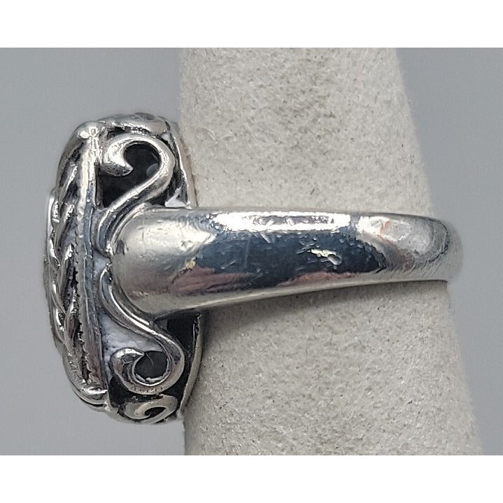 Gail Scott Sterling Silver & 18k Diamond Basket Weave Ring Ladies 6.75 15.66g