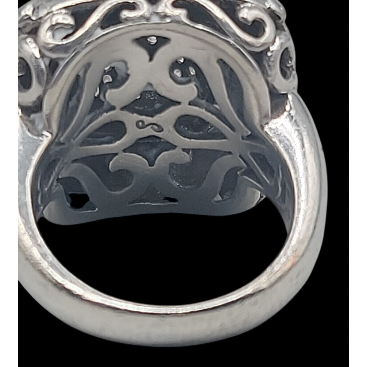 Gail Scott Sterling Silver & 18k Diamond Basket Weave Ring Ladies 6.75 15.66g