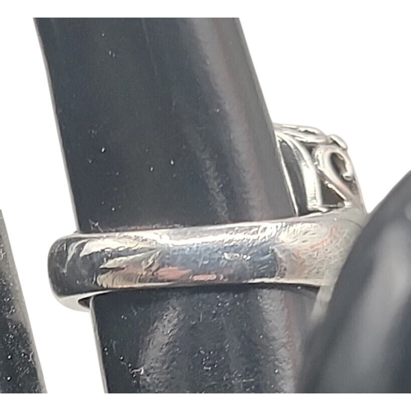 Gail Scott Sterling Silver & 18k Diamond Basket Weave Ring Ladies 6.75 15.66g