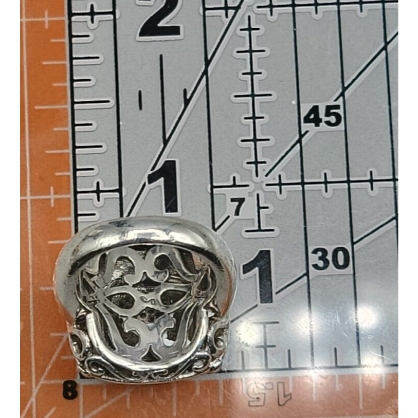 Gail Scott Sterling Silver & 18k Diamond Basket Weave Ring Ladies 6.75 15.66g