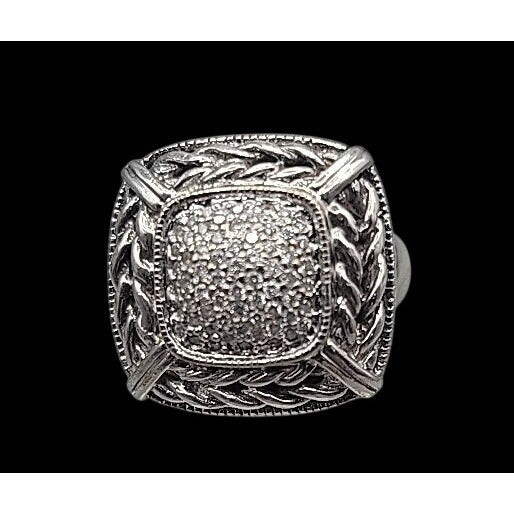 Gail Scott Sterling Silver & 18k Diamond Basket Weave Ring Ladies 6.75 15.66g