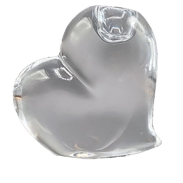 VTG Rogaska Heavy Lead Crystal Heart Paper Weight Candle Holder Slovenia Signed