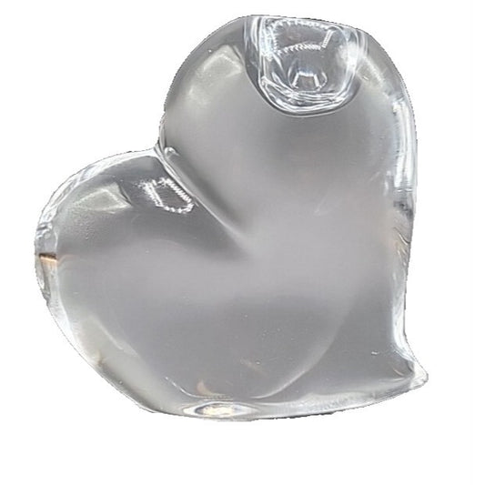 VTG Rogaska Heavy Lead Crystal Heart Paper Weight Candle Holder Slovenia Signed