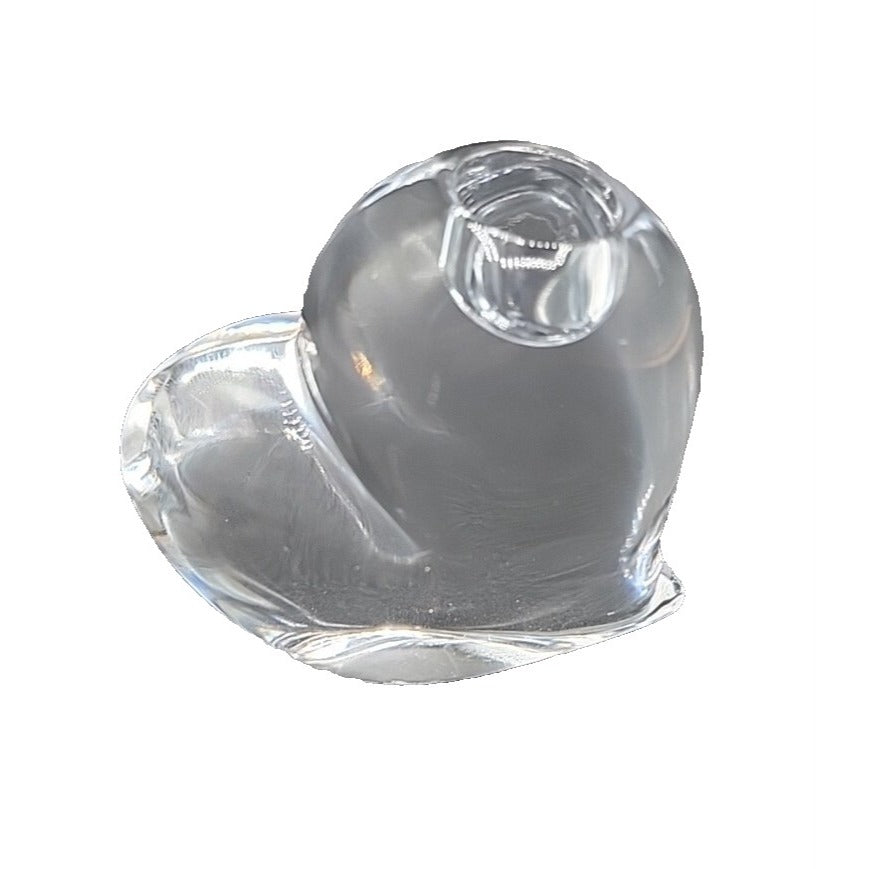 VTG Rogaska Heavy Lead Crystal Heart Paper Weight Candle Holder Slovenia Signed