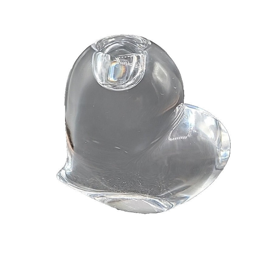 VTG Rogaska Heavy Lead Crystal Heart Paper Weight Candle Holder Slovenia Signed
