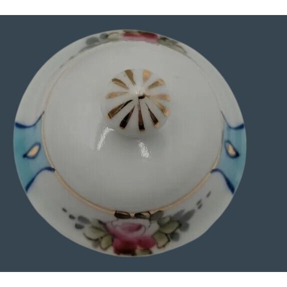 Antique Royal Crown Kinran Nippon Porcelain Coffee Pot Hand-Painted Roses 8"
