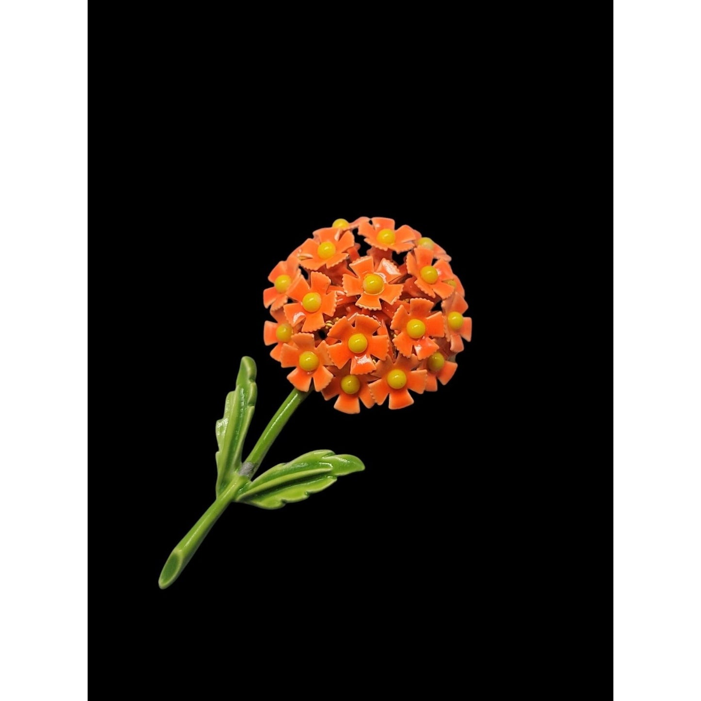 Flower Bouquet Brooch Bright Orange Filler Puff Ball of Happy Neon Flower Power