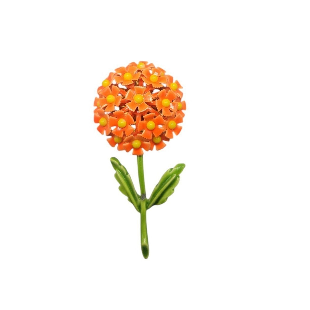 Flower Bouquet Brooch Bright Orange Filler Puff Ball of Happy Neon Flower Power