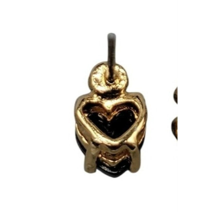 Genuine Black Onyx Heart Cut Earrings 18k Gold Plated  Finish & Certificate