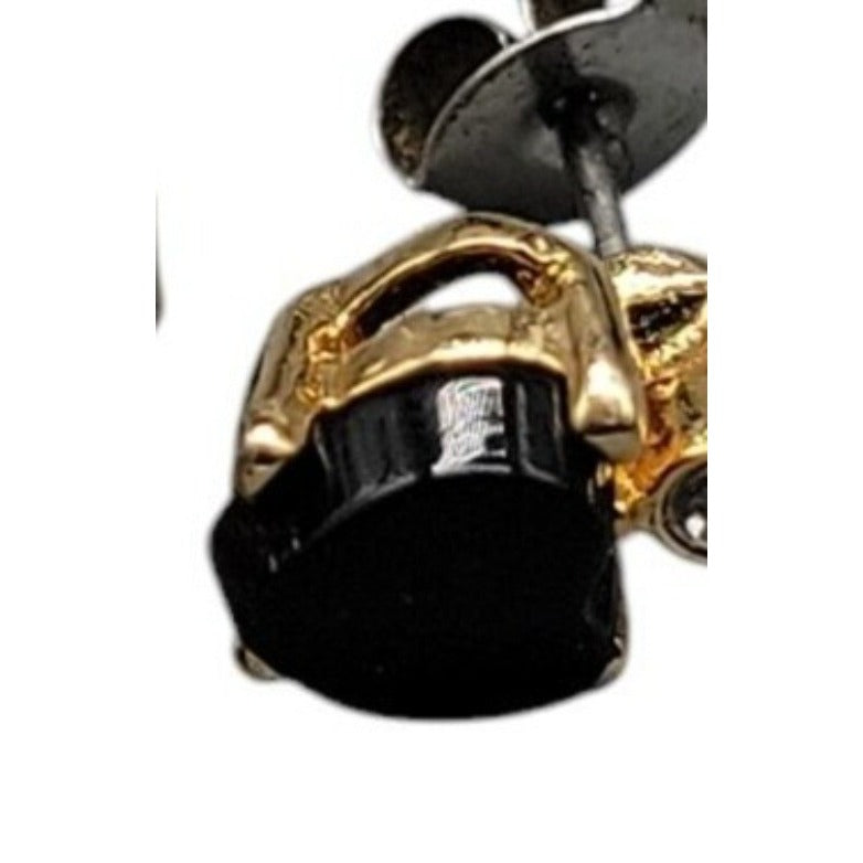 Genuine Black Onyx Heart Cut Earrings 18k Gold Plated  Finish & Certificate