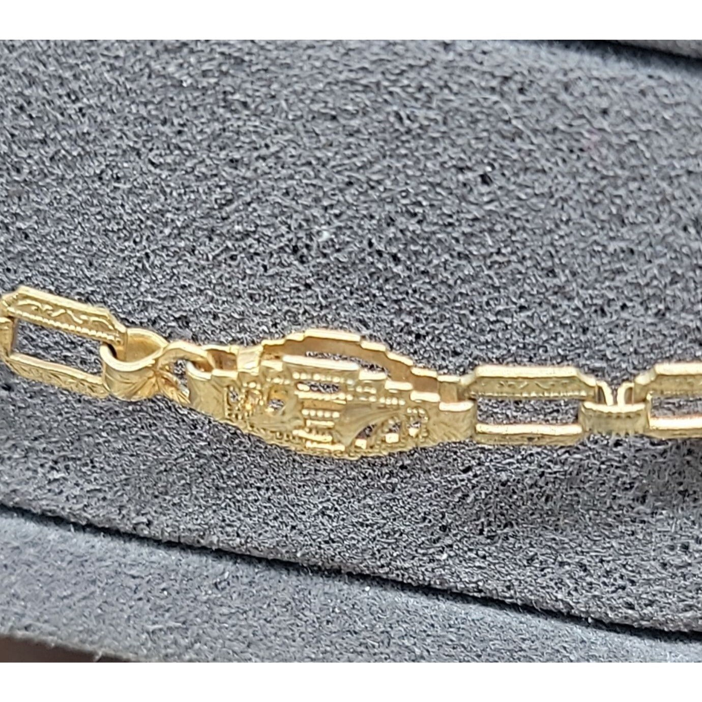 Antique Y Drop Skeleton Key Pendant Necklace 15" Etched Book Chain Gold Tone