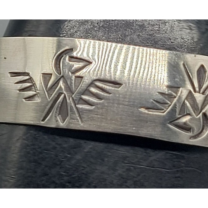 T Skies Sterling Silver Thunderbird Open Cuff Bracelet Native American SZ 6.5"