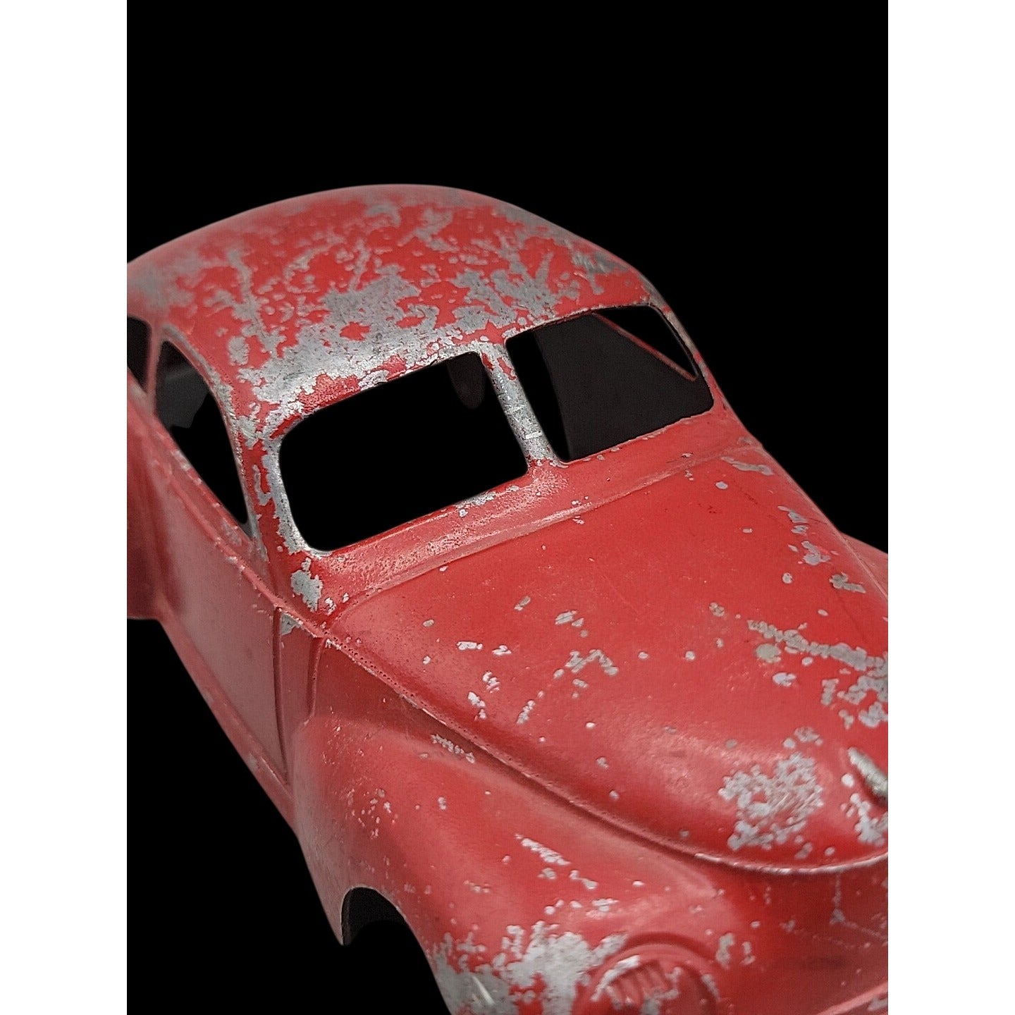 Vtg Slik-Toys Cast Aluminum Split Window Sedan Car Toy Lansing Iowa Red 9600