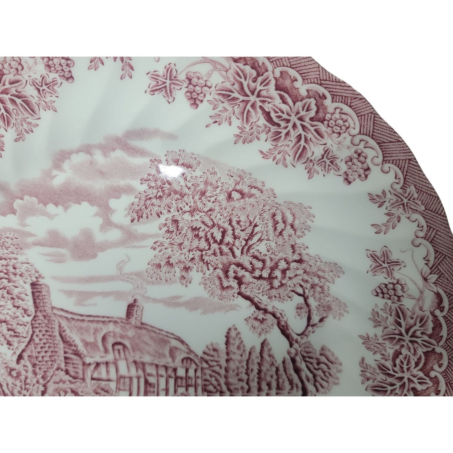 Churchill England The Brook Pink Red 10" Dinner Plate Lion Backstamp Microwave Safe