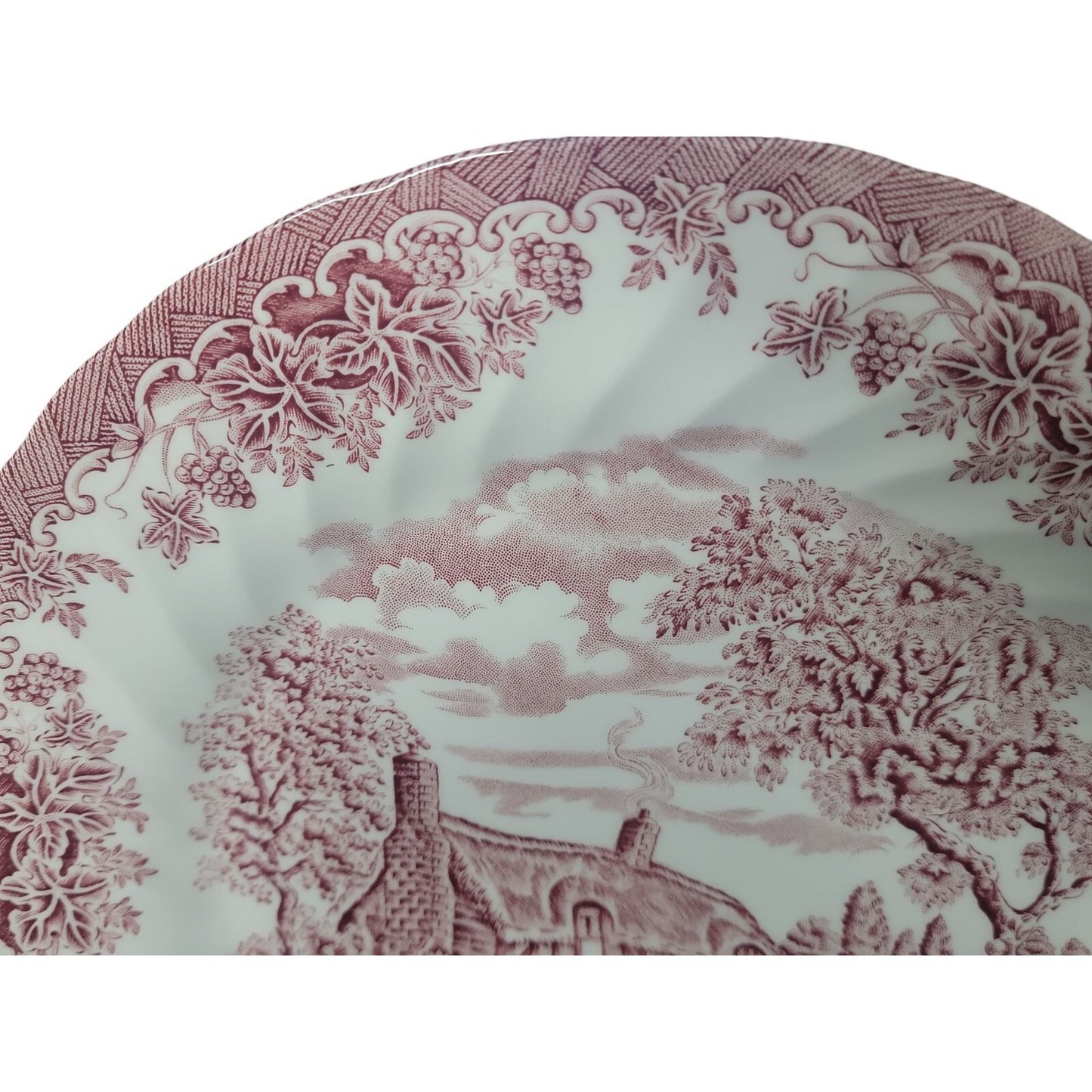 Churchill England The Brook Pink Red 10" Dinner Plate Lion Backstamp Microwave Safe