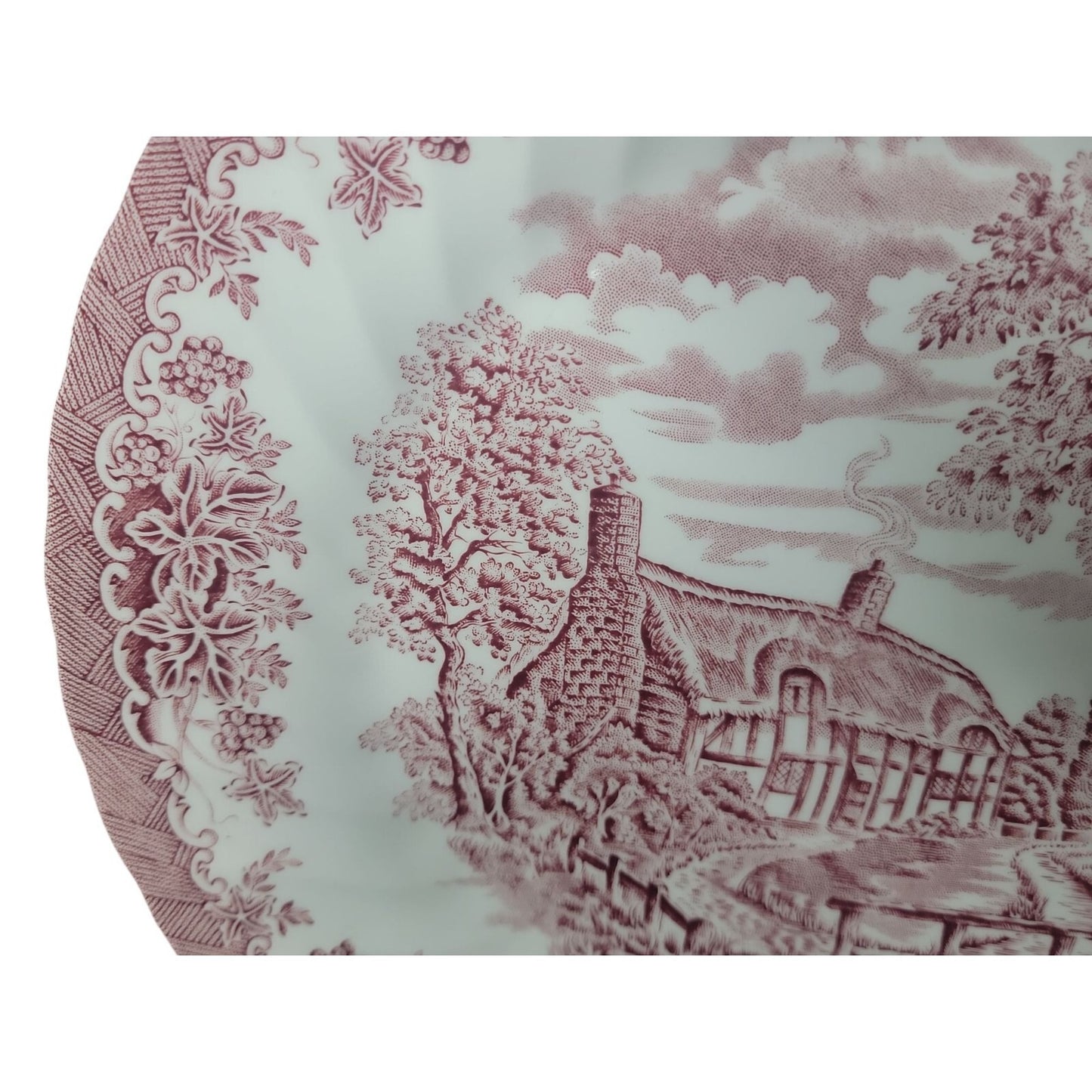 Churchill England The Brook Pink Red 10" Dinner Plate Lion Backstamp Microwave Safe