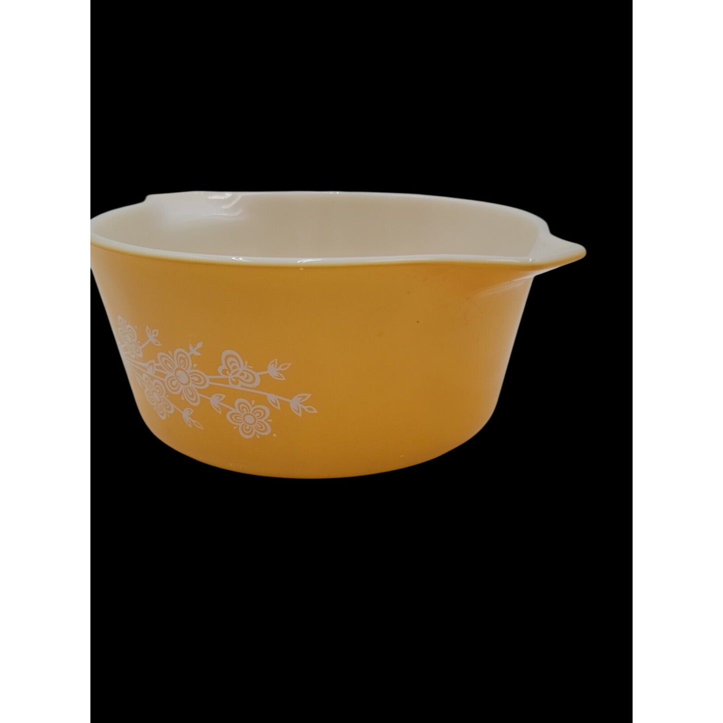 Pyrex Dish 474-B Butterfly Gold 2 Round Casserole 1979 Yellow 1.5 Qt No Lid Vtg