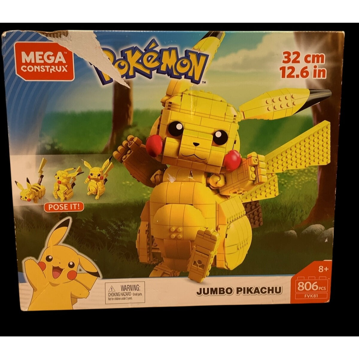 Mega Construx Pokemon JUMBO Pikachu Building Blocks Set 806pcs Distcontinued