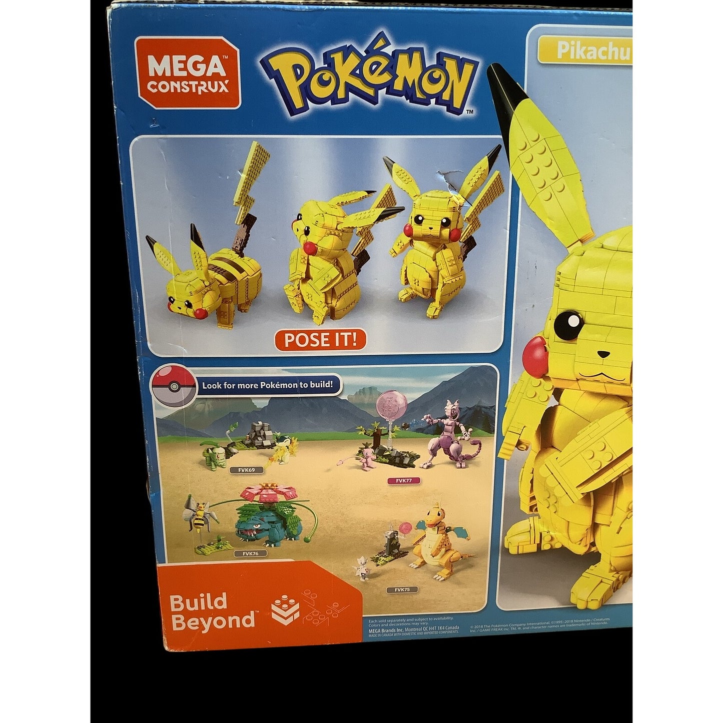 Mega Construx Pokemon JUMBO Pikachu Building Blocks Set 806pcs Distcontinued