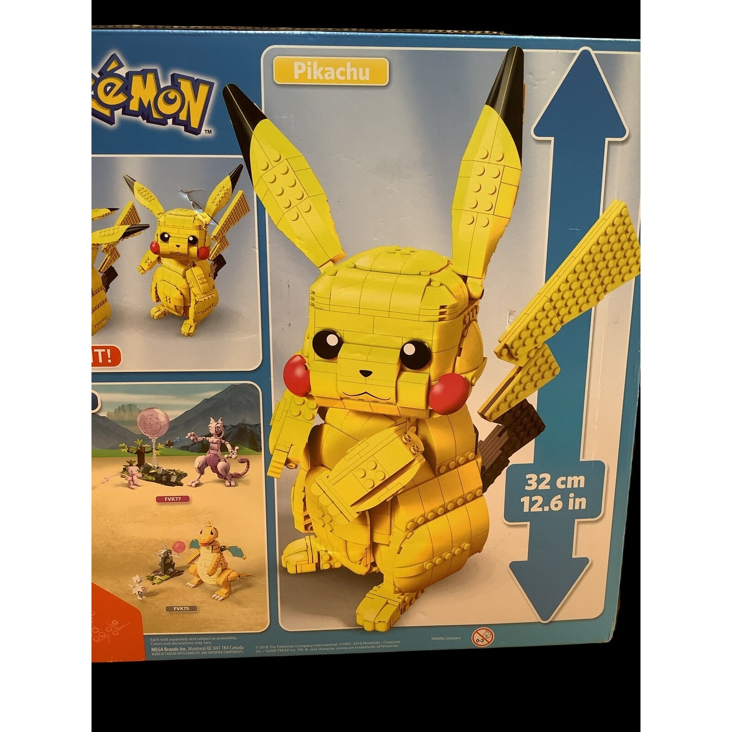 Mega Construx Pokemon JUMBO Pikachu Building Blocks Set 806pcs Distcontinued