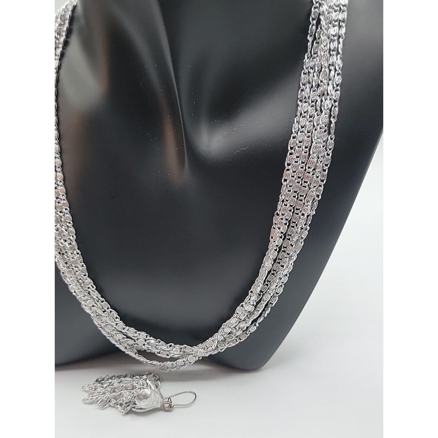Vintage Sarah Coventry Necklace & Hook Earrings Silver Tone 17" Layered Chains