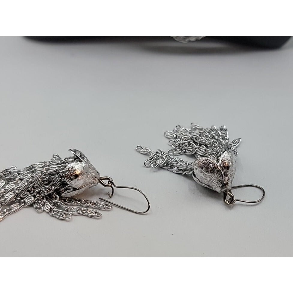 Vintage Sarah Coventry Necklace & Hook Earrings Silver Tone 17" Layered Chains