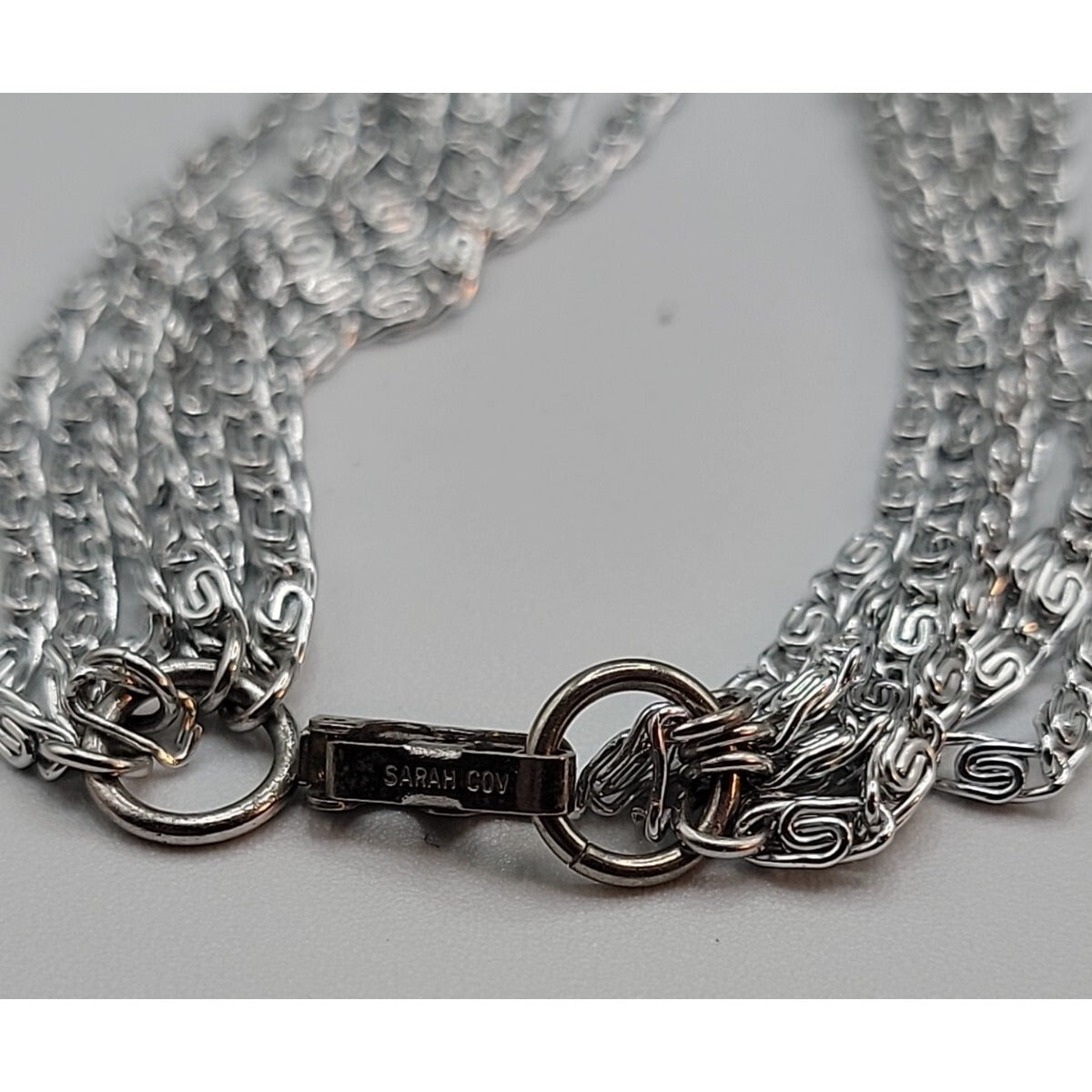 Vintage Sarah Coventry Necklace & Hook Earrings Silver Tone 17" Layered Chains