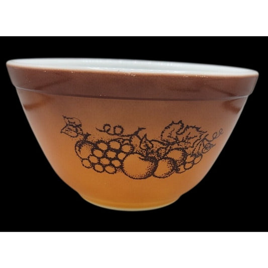 Pyrex Cinderella 407 Old Orchard Brown Nesting Bowl 1.5 PT Ovenware Vintage 1974