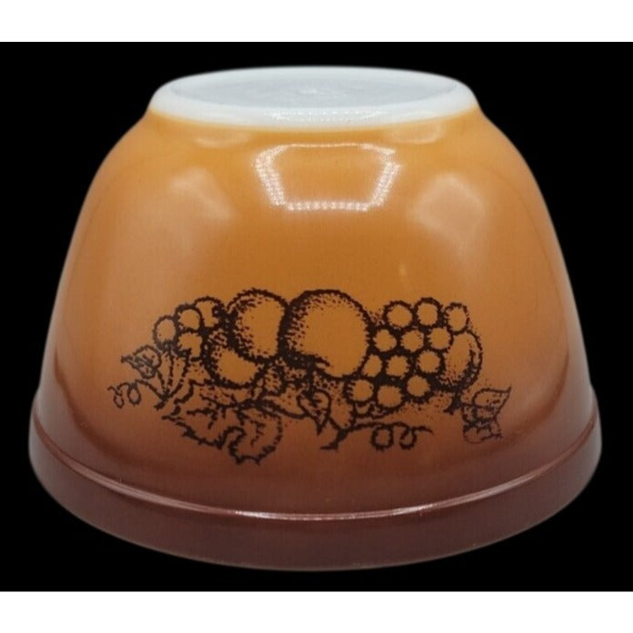 Pyrex Cinderella 407 Old Orchard Brown Nesting Bowl 1.5 PT Ovenware Vintage 1974