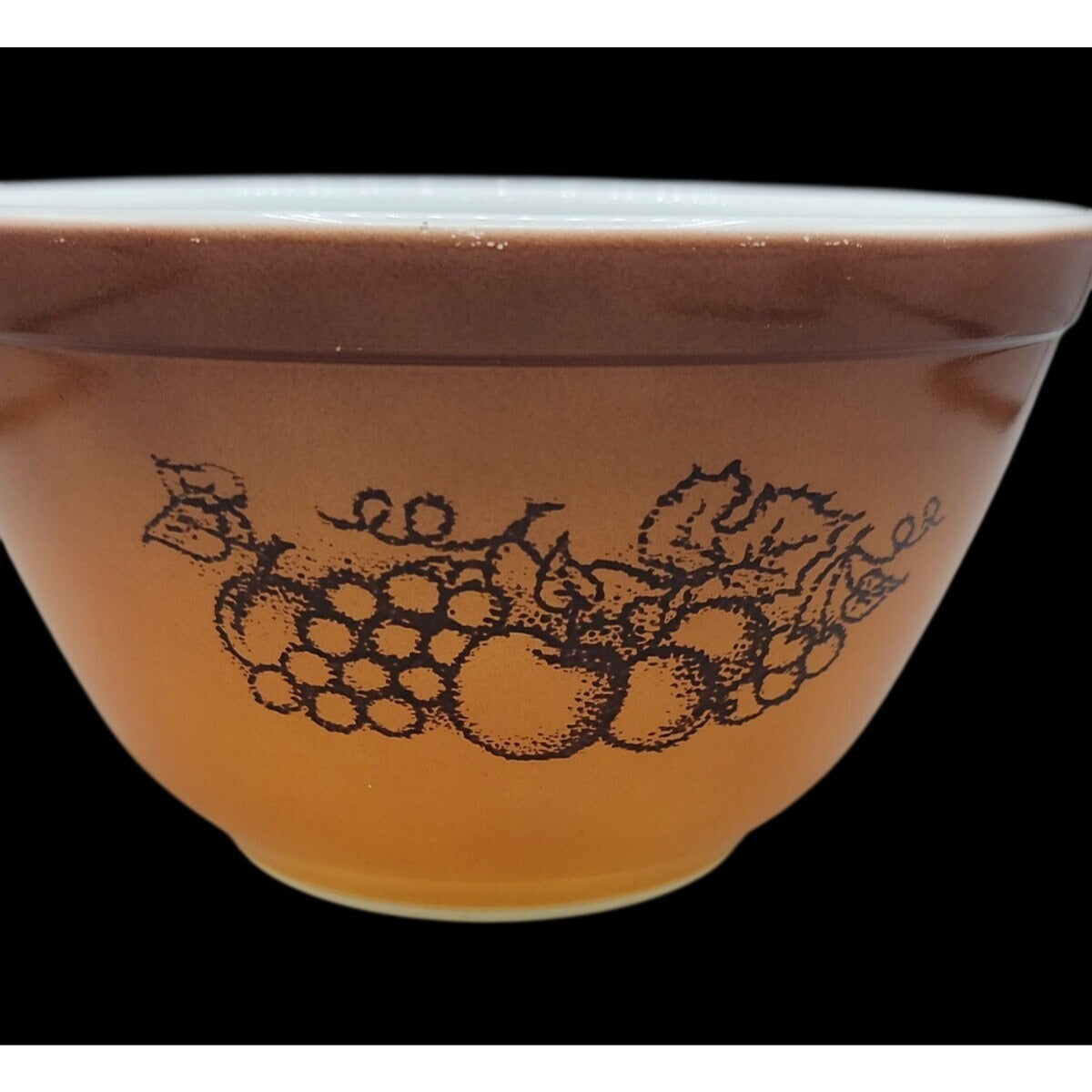 Pyrex Cinderella 407 Old Orchard Brown Nesting Bowl 1.5 PT Ovenware Vintage 1974