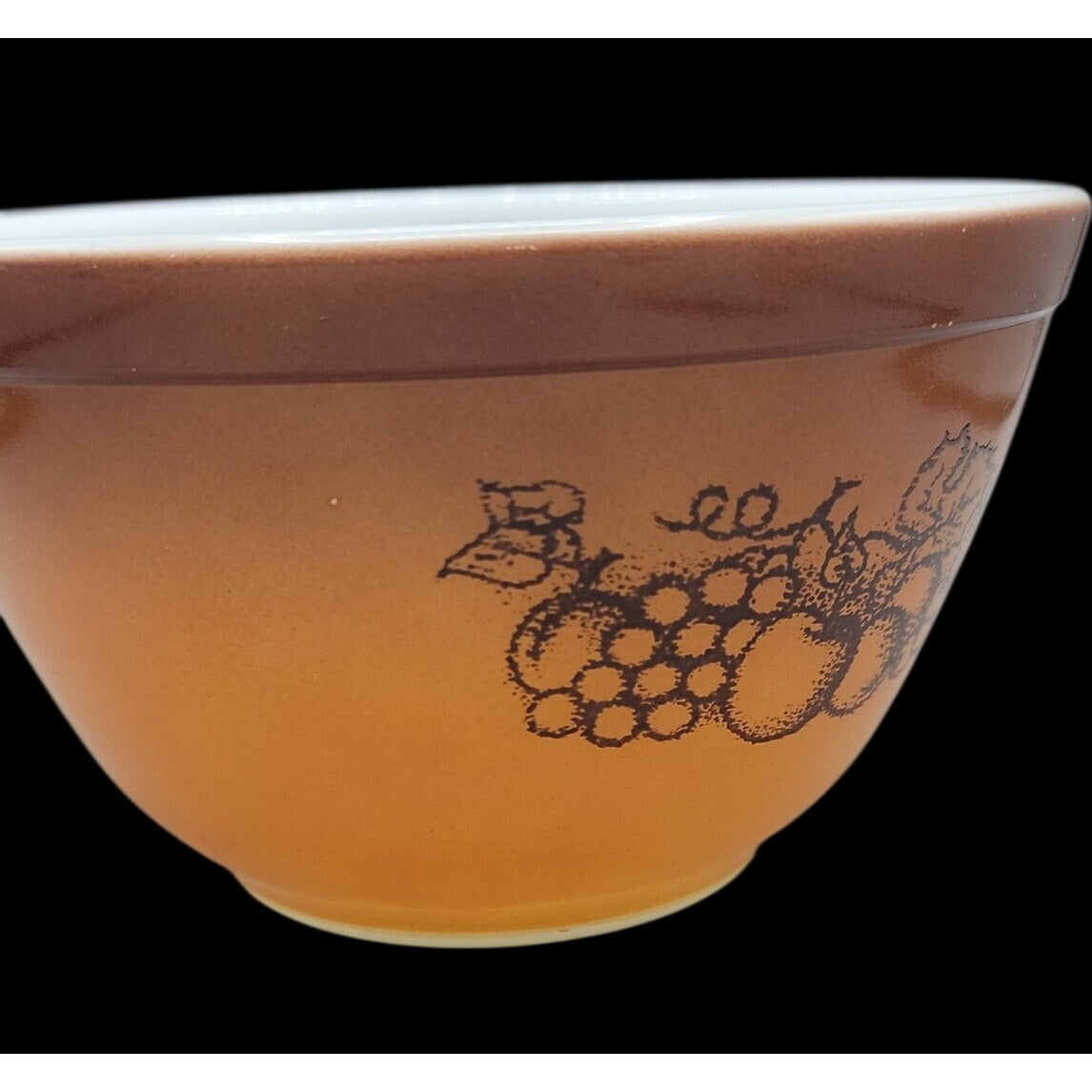 Pyrex Cinderella 407 Old Orchard Brown Nesting Bowl 1.5 PT Ovenware Vintage 1974