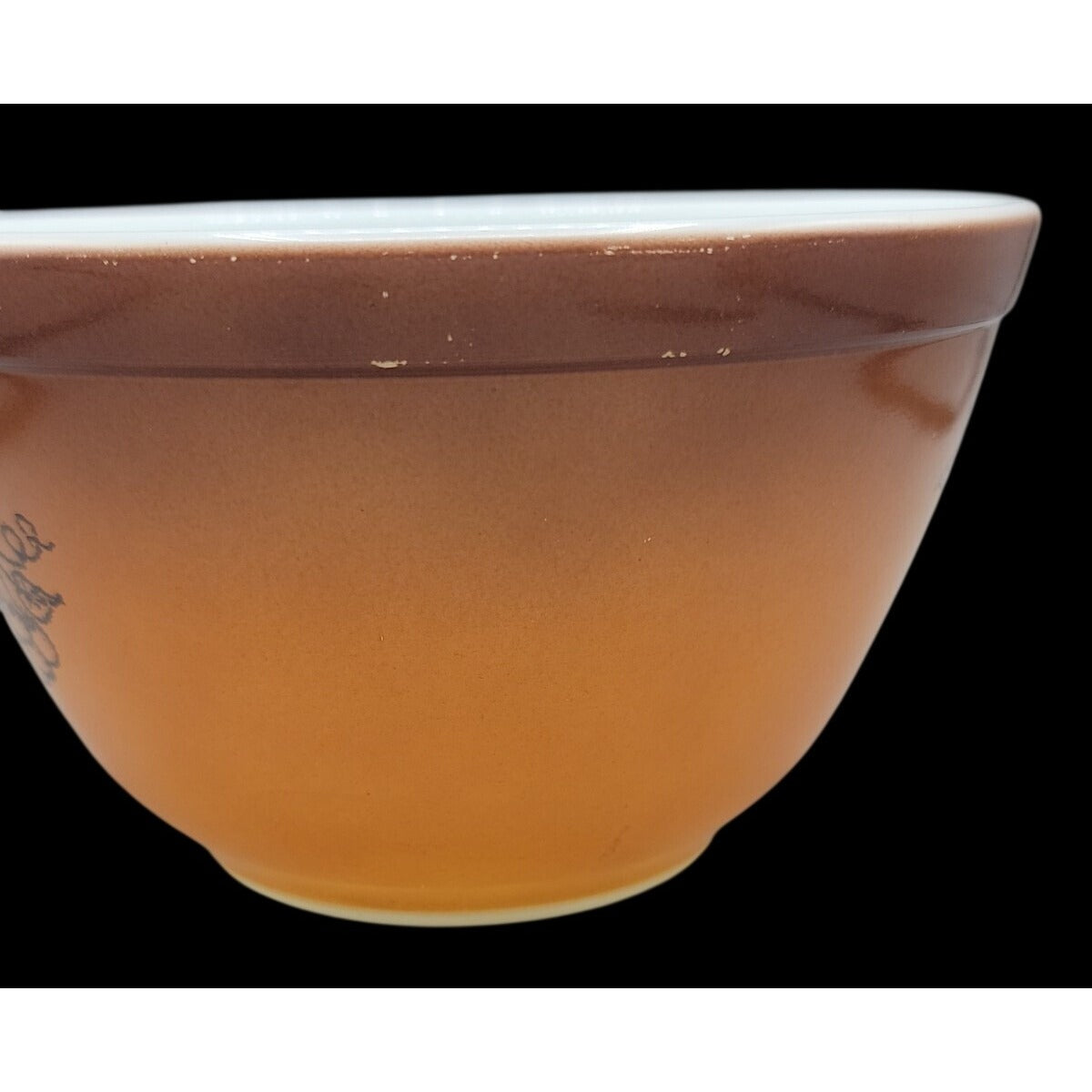 Pyrex Cinderella 407 Old Orchard Brown Nesting Bowl 1.5 PT Ovenware Vintage 1974