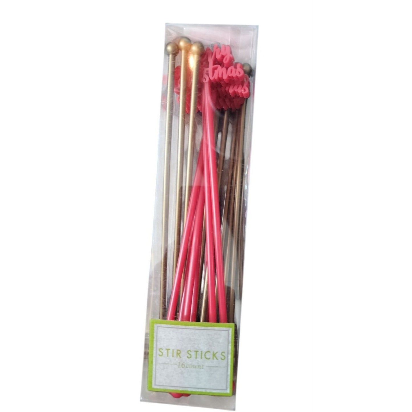 Merry Christmas Swizzle Stir Sticks Plastic Festive Holiday Drink 15 Red & Gold